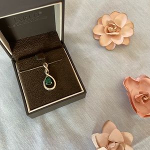 Jared limited edition Emerald stone & diamond infinity Necklace